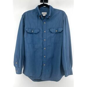 Carhartt Blue Button Down Workwear Cotton Shirt Mens M